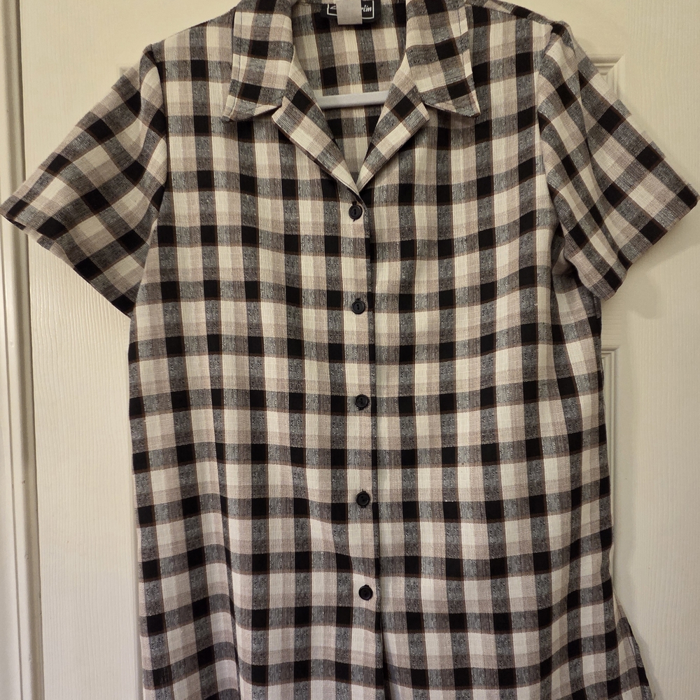 Vintage Womens Textured Plaid Shirt